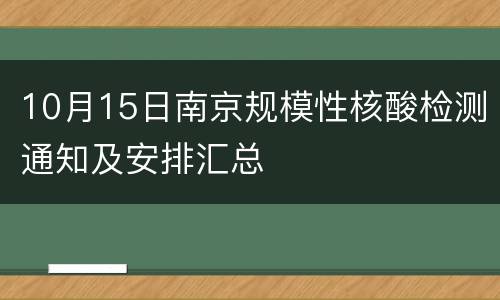 10月15日南京规模性核酸检测通知及安排汇总