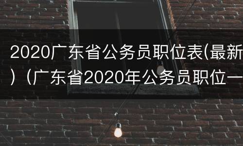 2020广东省公务员职位表(最新)（广东省2020年公务员职位一览表）