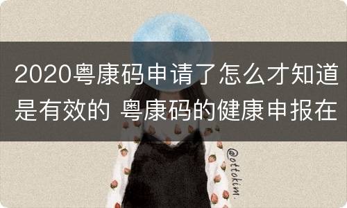 2020粤康码申请了怎么才知道是有效的 粤康码的健康申报在哪查看