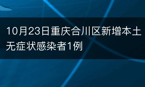 10月23日重庆合川区新增本土无症状感染者1例