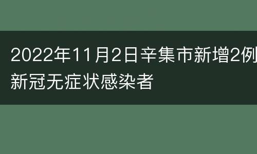 2022年11月2日辛集市新增2例新冠无症状感染者