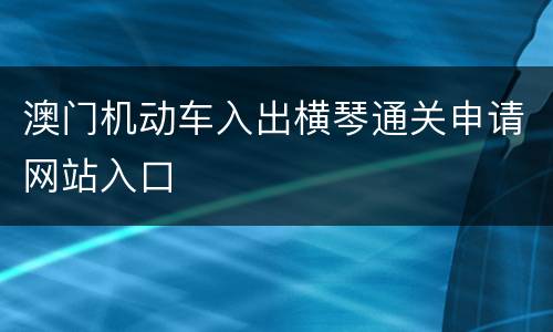 澳门机动车入出横琴通关申请网站入口