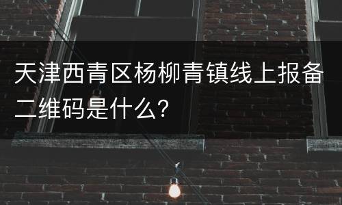 天津西青区杨柳青镇线上报备二维码是什么？