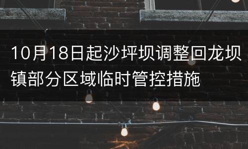 10月18日起沙坪坝调整回龙坝镇部分区域临时管控措施