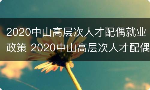 2020中山高层次人才配偶就业政策 2020中山高层次人才配偶就业政策文件