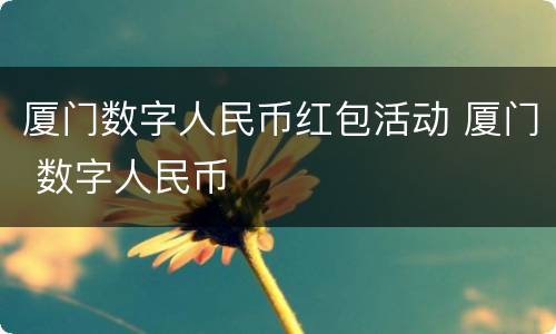 厦门数字人民币红包活动 厦门 数字人民币