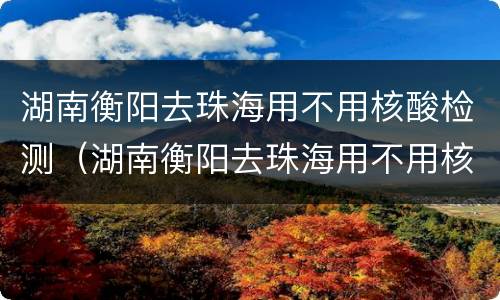 湖南衡阳去珠海用不用核酸检测（湖南衡阳去珠海用不用核酸检测证明）