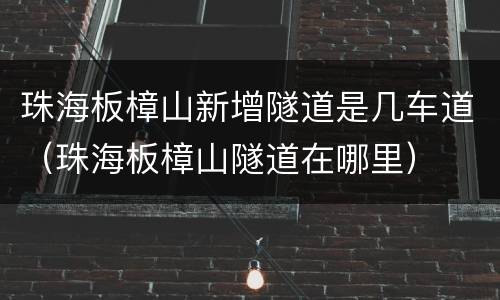 珠海板樟山新增隧道是几车道（珠海板樟山隧道在哪里）