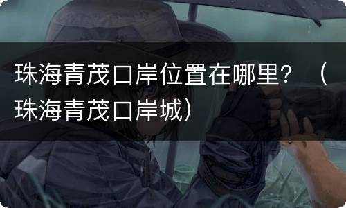 珠海青茂口岸位置在哪里？（珠海青茂口岸城）