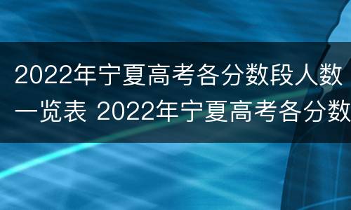 2022年宁夏高考各分数段人数一览表 2022年宁夏高考各分数段人数一览表图片