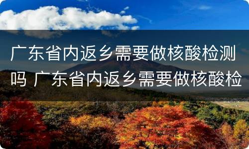 广东省内返乡需要做核酸检测吗 广东省内返乡需要做核酸检测吗今天
