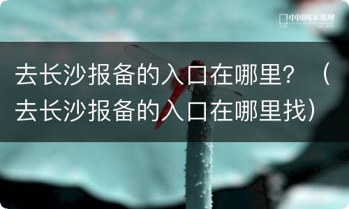 去长沙报备的入口在哪里？（去长沙报备的入口在哪里找）