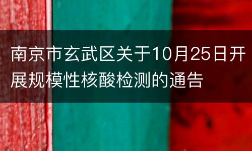 南京市玄武区关于10月25日开展规模性核酸检测的通告