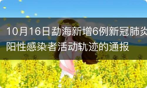 10月16日勐海新增6例新冠肺炎阳性感染者活动轨迹的通报