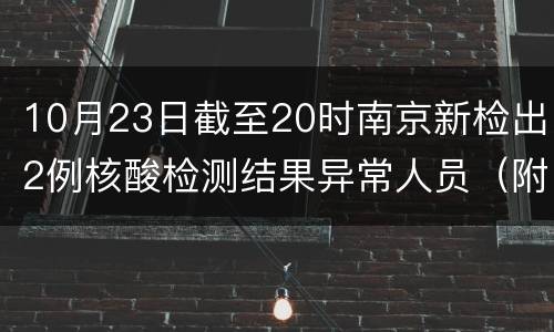 10月23日截至20时南京新检出2例核酸检测结果异常人员（附轨迹）