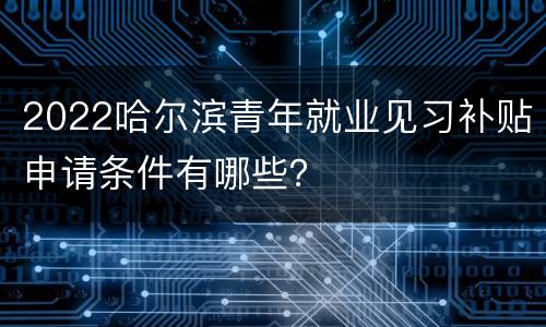 2022哈尔滨青年就业见习补贴申请条件有哪些？