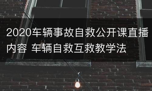 2020车辆事故自救公开课直播内容 车辆自救互救教学法