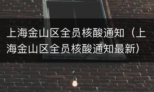 上海金山区全员核酸通知（上海金山区全员核酸通知最新）