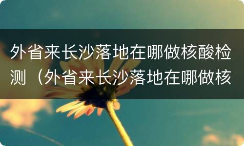 外省来长沙落地在哪做核酸检测（外省来长沙落地在哪做核酸检测啊）