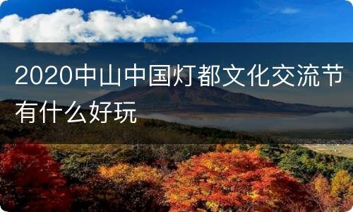 2020中山中国灯都文化交流节有什么好玩