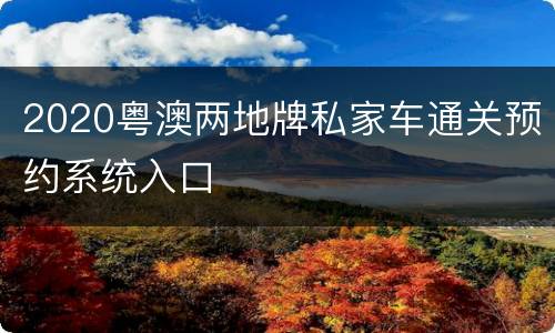 2020粤澳两地牌私家车通关预约系统入口