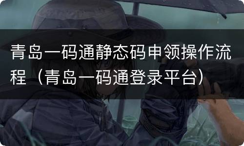青岛一码通静态码申领操作流程（青岛一码通登录平台）