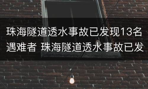 珠海隧道透水事故已发现13名遇难者 珠海隧道透水事故已发现13名遇难者
