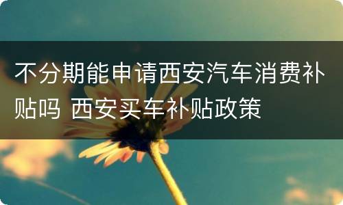 不分期能申请西安汽车消费补贴吗 西安买车补贴政策