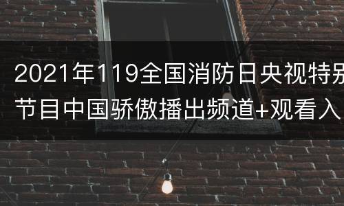 2021年119全国消防日央视特别节目中国骄傲播出频道+观看入口