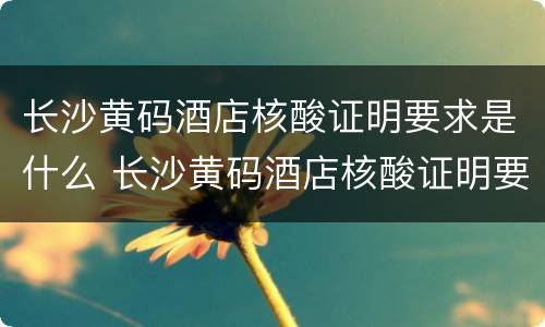 长沙黄码酒店核酸证明要求是什么 长沙黄码酒店核酸证明要求是什么样子的