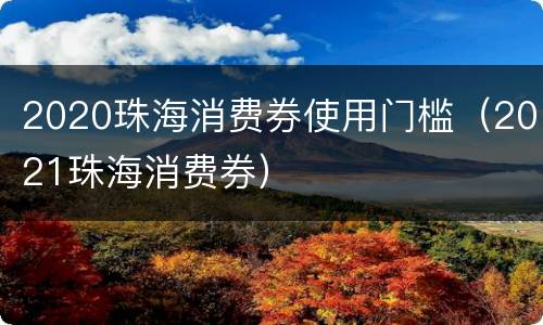 2020珠海消费券使用门槛（2021珠海消费券）