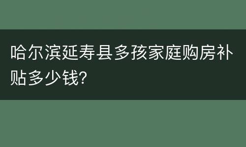 哈尔滨延寿县多孩家庭购房补贴多少钱？