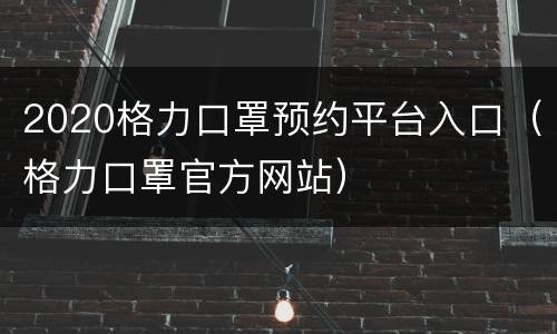 2020格力口罩预约平台入口（格力口罩官方网站）
