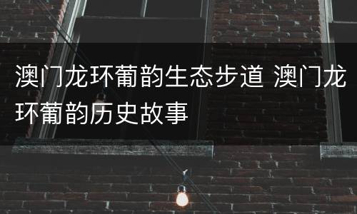 澳门龙环葡韵生态步道 澳门龙环葡韵历史故事