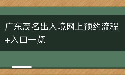 广东茂名出入境网上预约流程+入口一览