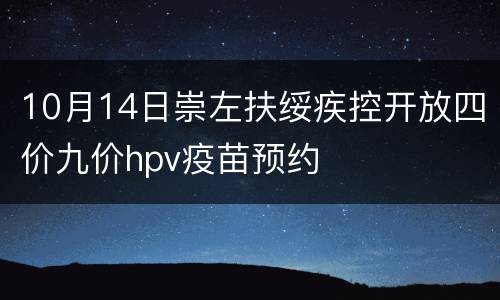 10月14日崇左扶绥疾控开放四价九价hpv疫苗预约