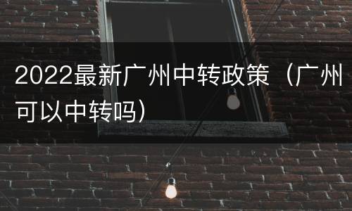 2022最新广州中转政策（广州可以中转吗）
