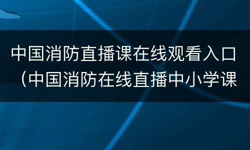 中国消防直播课在线观看入口（中国消防在线直播中小学课堂直播）