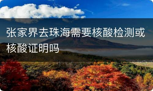 张家界去珠海需要核酸检测或核酸证明吗