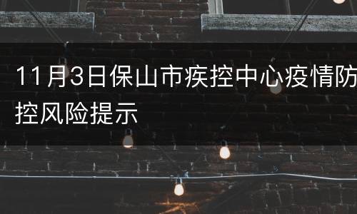 11月3日保山市疾控中心疫情防控风险提示