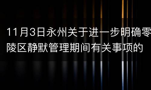 11月3日永州关于进一步明确零陵区静默管理期间有关事项的通告