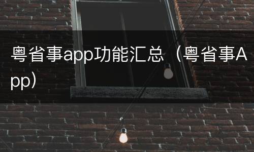 粤省事app功能汇总（粤省事App）