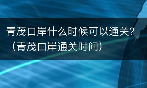 青茂口岸什么时候可以通关？（青茂口岸通关时间）