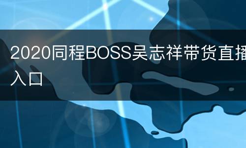 2020同程BOSS吴志祥带货直播入口