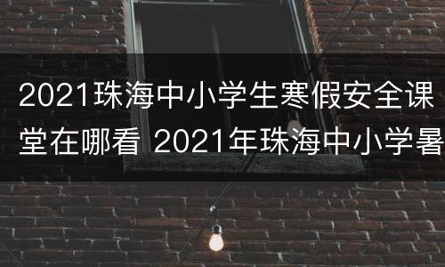 2021珠海中小学生寒假安全课堂在哪看 2021年珠海中小学暑假