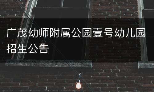 广茂幼师附属公园壹号幼儿园招生公告