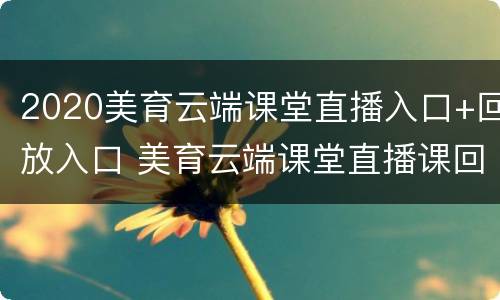 2020美育云端课堂直播入口+回放入口 美育云端课堂直播课回放