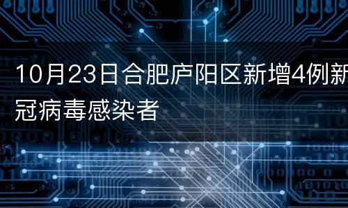 10月23日合肥庐阳区新增4例新冠病毒感染者