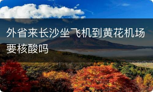 外省来长沙坐飞机到黄花机场要核酸吗