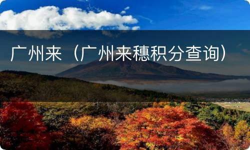 广州来（广州来穗积分查询）